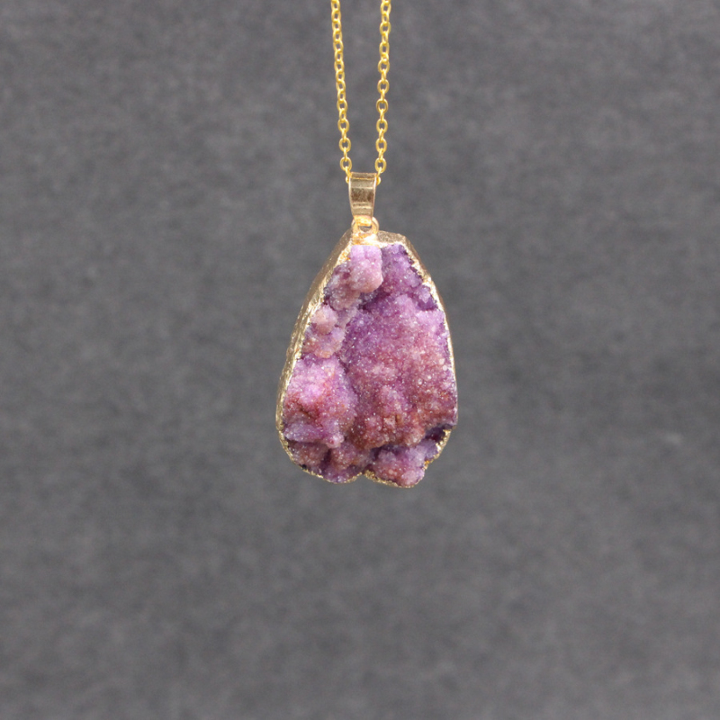Colorful Irregularity Raw Natural Stone Pendant Necklace Jewelry for Lover Gift