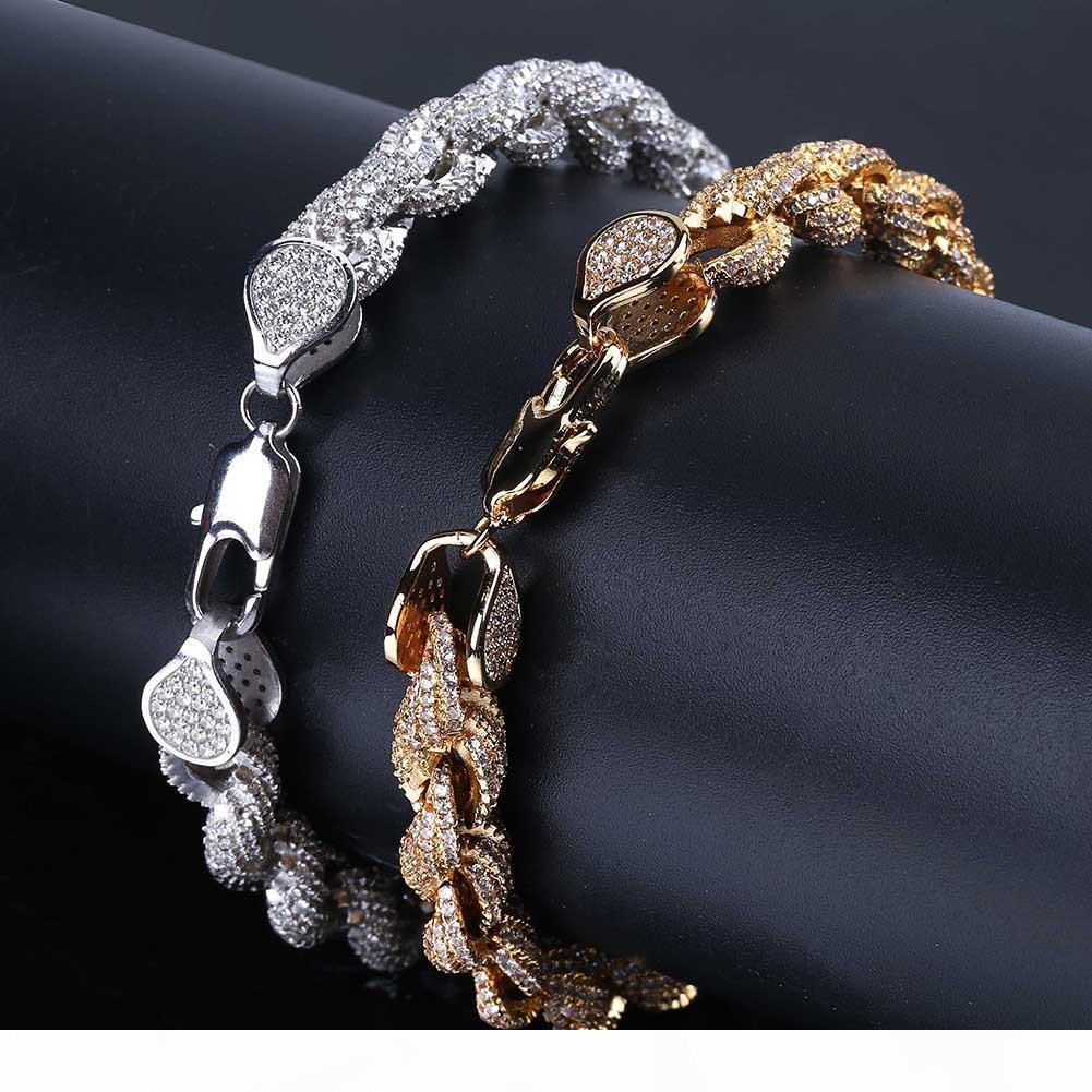 18K Gold Iced Out Full Cubic Zircon Mens Hip Hop Cuban Rope Bracelet Rock Punk Rapper Diamond Jewelry Copper Wrist Chains Gifts for Men
18K Gold Iced Out Full Cubic Zircon Mens Hip Hop Cuban Rope Bracelet Rock Punk Rapper Diamond Jewelry Copper Wrist Chains Gifts for Men