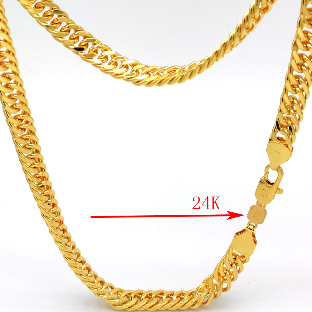 Cuban Curb Chain K Stamp link C THAI BAHT Solid GOLD GP NECKLACE 24 Heavy 88 Grams Jewelry 4mm THICK TALL XP
