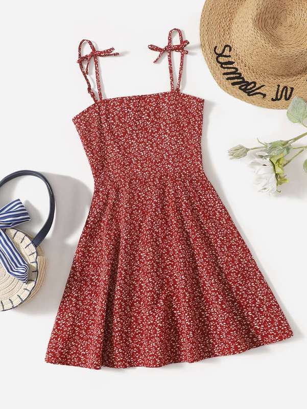 Girls Plants Print Cami Dress SHE