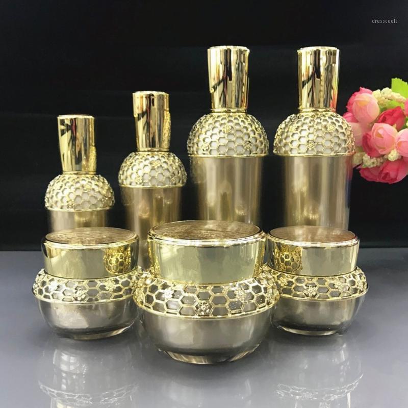 Honorable Royal Gold Cosmetics Sub Acrylic 30/60/120ML Lotion Pump Bottle, Classic 30/50G Acrylic Cream Jar 5PCS 1Suit1
Honorable Royal Gold Cosmetics Sub Acrylic 30/60/120ML Lotion Pump Bottle, Classic 30/50G Acrylic Cream Jar 5PCS 1Suit1