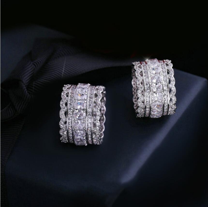 Elegant Victoria Sterg Sier Oval Cut Topaz CZ Dia Wedding Band Ring for Women