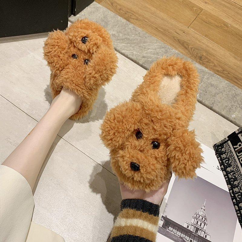 Dog Decorative Cute Girls Fluffy Slippers New Fashion Womens Shoes Flat Soft Warm Homeshoes Winter Cotton Slippers Woman Mule, Brown
Dog Decorative Cute Girls Fluffy Slippers New Fashion Womens Shoes Flat Soft Warm Homeshoes Winter Cotton Slippers Woman Mule, Brown