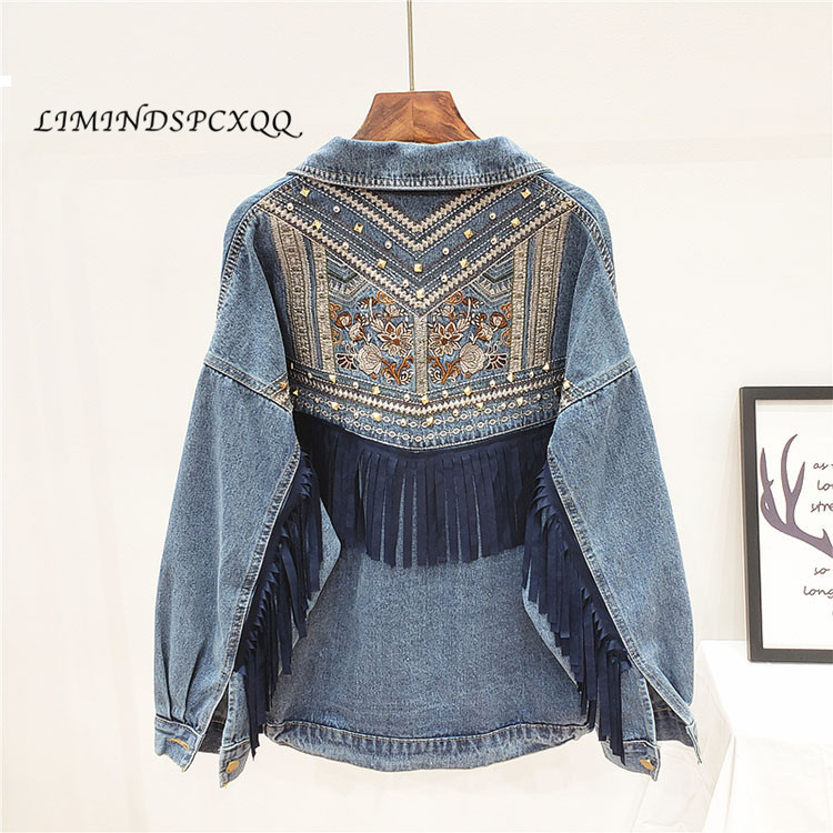 Jean 2021 New Jacket Embroidered Floral Suede Fringe Autumn Designer Woman Clothes Party Wear Ziqx EP8A, Navy blue.
Jean 2021 New Jacket Embroidered Floral Suede Fringe Autumn Designer Woman Clothes Party Wear Ziqx EP8A, Navy blue.