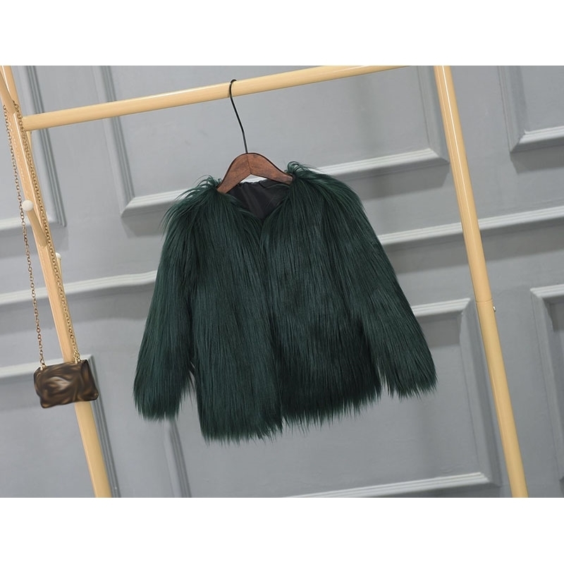Fashion Furry Faux Fur Coat Women Fluffy Warm Long Sleeve Female Outerwear Autumn Winter Coat Jacket Hairy Collarless Overcoat 201110
