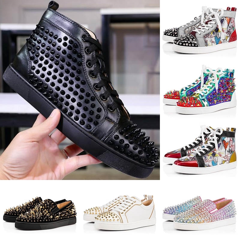2020 Red Bottoms Designer Shoes Men Women Fashion Luxury Rivet Glitter Sneakers for Party Wedding Genuine Leather Studded Shoes Size 36-47, D22
2020 Red Bottoms Designer Shoes Men Women Fashion Luxury Rivet Glitter Sneakers for Party Wedding Genuine Leather Studded Shoes Size 36-47, D22