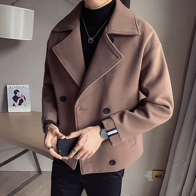 Legible Winter Wool Jacket Men Highquality Solid Wool Coat Men Casual Loose Short Wool Coat for Men Trench Coat 201120