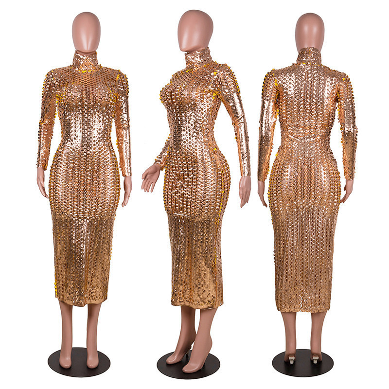 womens dresses hollow out long sleeve one-piece set bodycon luxury pullover dress elegant high quality cubwear