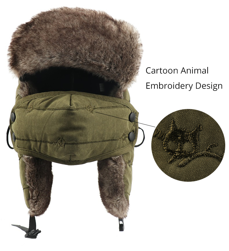 CAMOLAND Warm Trapper Hat For Men Women Windproof Winter Bomber Hats Thermal Faux Fur Earflap Snow Cap Male Ushanka Hats 201106