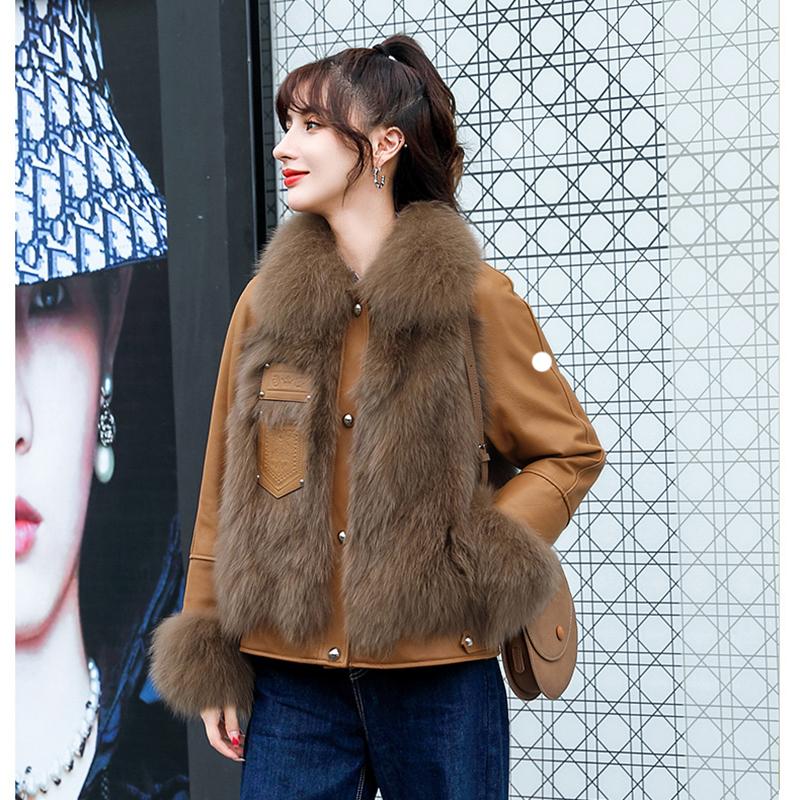 Women Winter Jacket Genuine Sheepskin Leather Jacket With Natural Fur Coats Female Genuine Leather Outwear, Brown
Women Winter Jacket Genuine Sheepskin Leather Jacket With Natural Fur Coats Female Genuine Leather Outwear, Brown