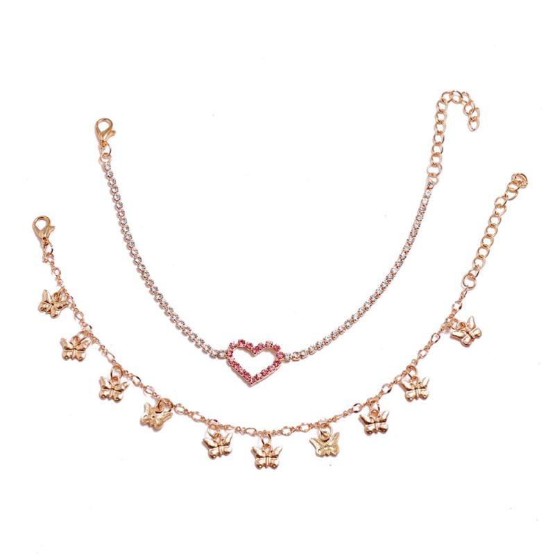 2Pcs Heart and Tassel Bracelet Anklet Double-layer Anklet Alloy Tassel Bracelet for Ladies (Golden)
2Pcs Heart and Tassel Bracelet Anklet Double-layer Anklet Alloy Tassel Bracelet for Ladies (Golden)