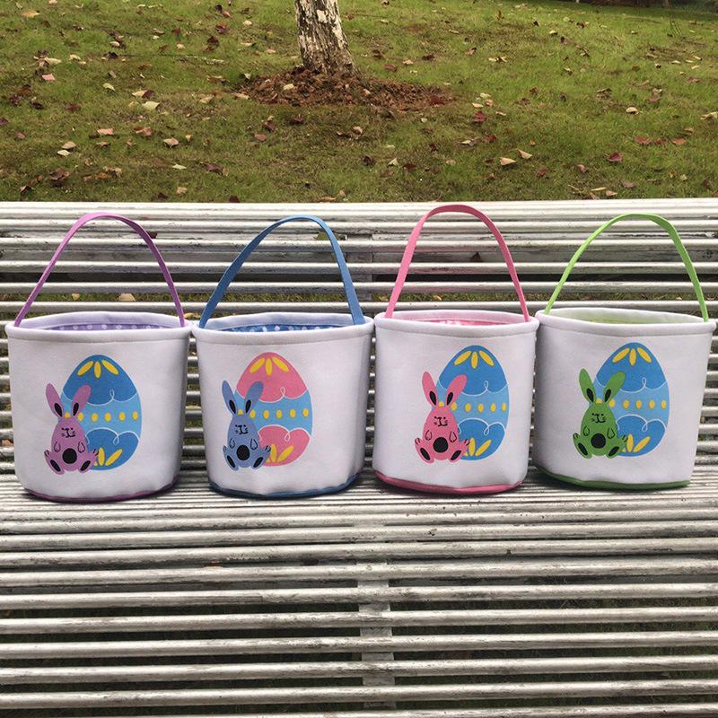 Easter Egg Storage Basket Canvas Bunny Ear Bucket festives favors Creative Easter Gift Bag With Rabbit Tail Decoration Multi Styles WLL1264