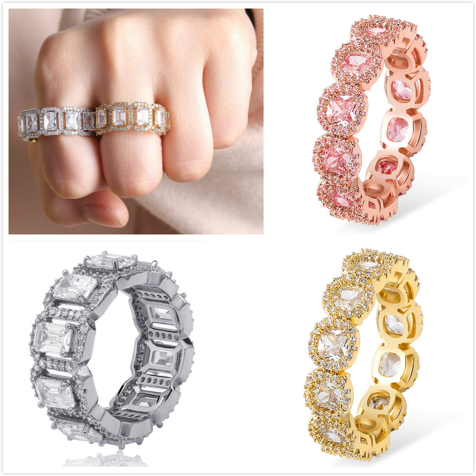18K Gold & White Gold Full CZ Cubic Zirconia Cluster Tennis Iced Out Rings Baguetee Bling Diamond Hip Hop Rapper Jewelry Gifts for Men Women, Silver
18K Gold & White Gold Full CZ Cubic Zirconia Cluster Tennis Iced Out Rings Baguetee Bling Diamond Hip Hop Rapper Jewelry Gifts for Men Women, Silver