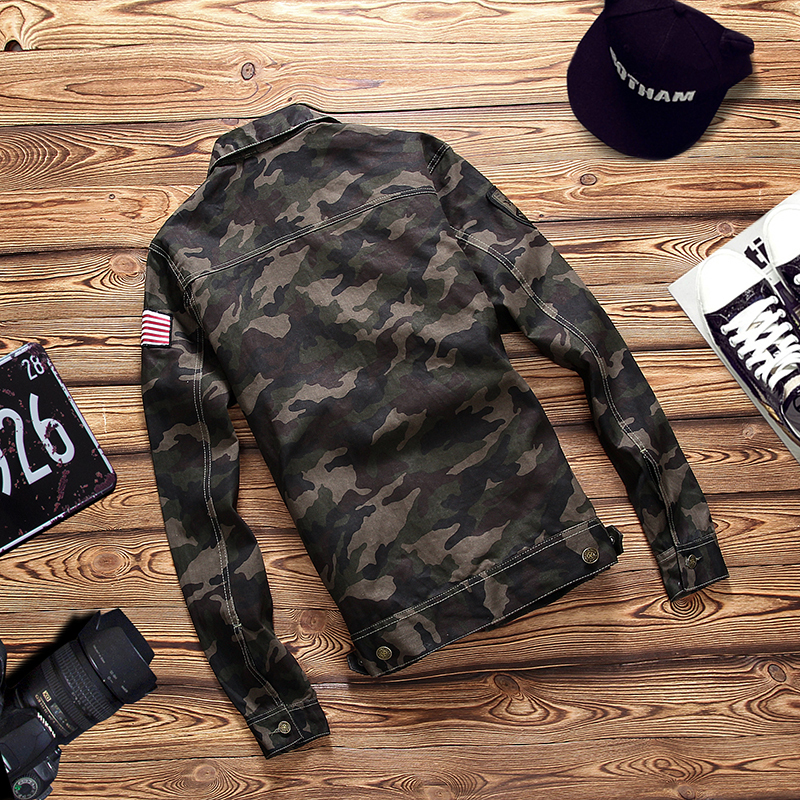 Sale Spring men's denim jacket camouflage windbreaker mens Slim Coats masculina male Fashion Outerwear Coats Plus 4XL 201127