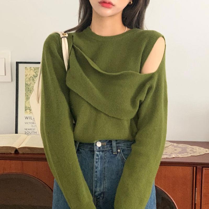 Women's Sweaters Jumpers Korean Chic Autumn Gentle The Shoulder Green Irregular Sweater Women Pull Long Sleeve Hollow Knit Shirt T, White;black
Women's Sweaters Jumpers Korean Chic Autumn Gentle The Shoulder Green Irregular Sweater Women Pull Long Sleeve Hollow Knit Shirt T, White;black