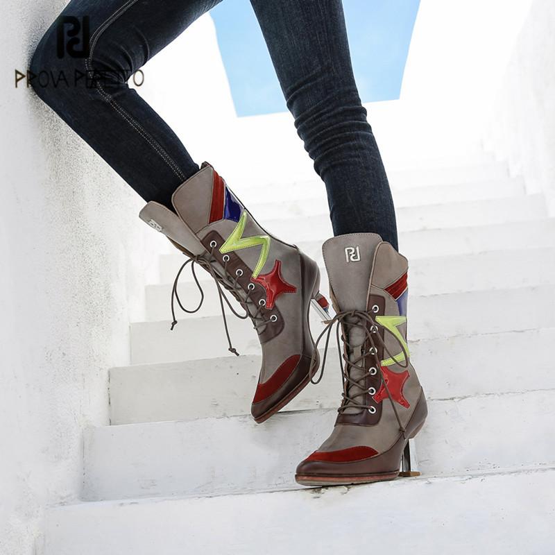 Prova Perfetto Hand-made Genuine Leather Womens Casual Boots Mixed Colors Pointed Toe Stiletto Cross-tied Office Lady Boots 2020, Black
Prova Perfetto Hand-made Genuine Leather Womens Casual Boots Mixed Colors Pointed Toe Stiletto Cross-tied Office Lady Boots 2020, Black