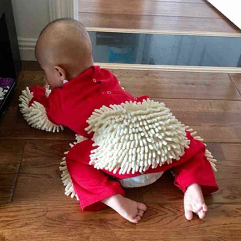 2022 Baby Mopping Suit Clothes Crawling Jumpsuit Infant Cleaning Mop Suit Cleaning Mop Suit Costume Unisex Bodysuit Y220310
