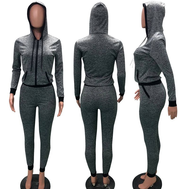 2 TWO PIECE SET Hoodies Jacket Zipper Jogger Trouser Tracksuit Sweatshirt For Women Sportsuit Female Sweat Suit Long Pant Winter 201009