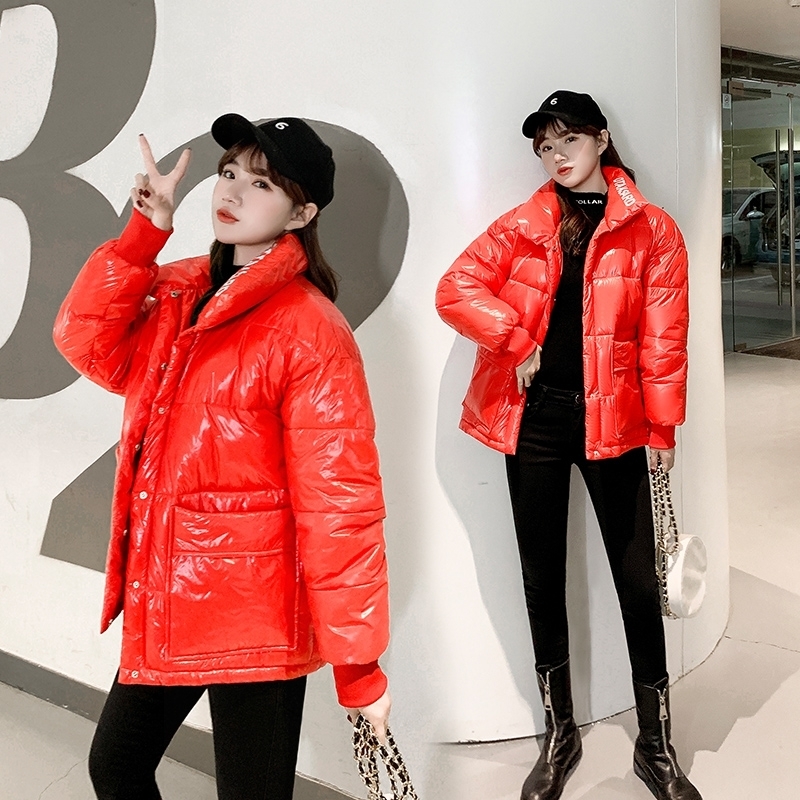 Winter Glossy Down Parkas Women's Waterproof Coat Embroidery Jacket Oversized Warm Thick Parka Women Jacket 201019