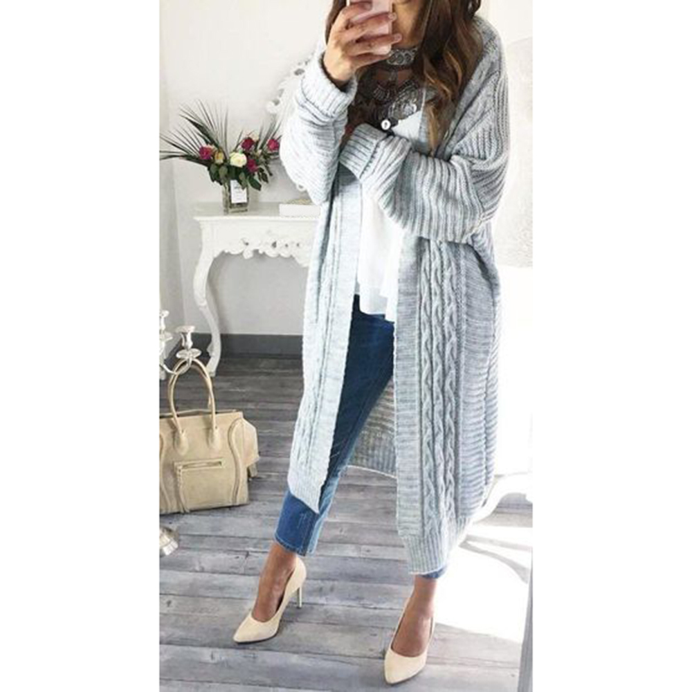 Umeko Autumn and Winter Women's Fashion Casual solid long sleeve pockets Oversized Clothing Knitted Cardigan Clothes coat 201031