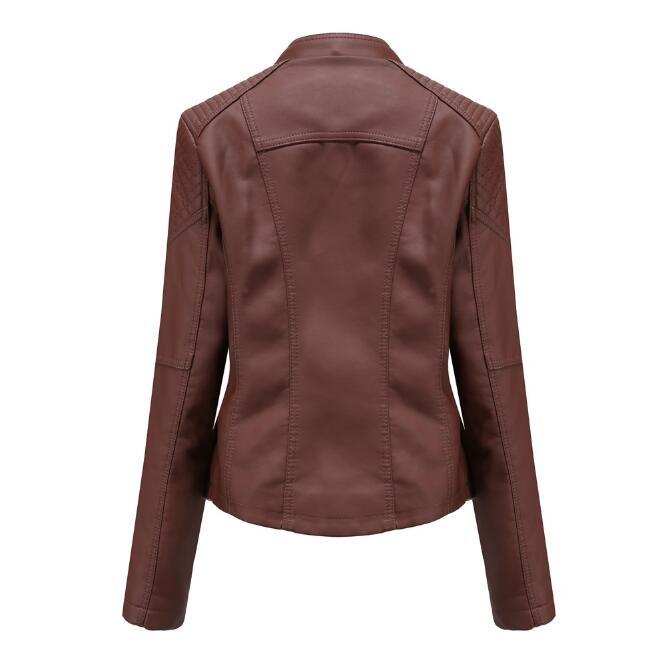 Autumn Women's Leather Jacket Thin Section Small Jacket Ladies PU Motorcycle Suit New High-quality Slim Short Casual Zipper 201226