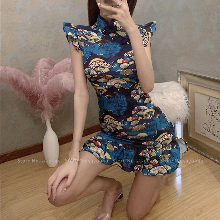 Women Tight Chinese Style Cheongsam Qipao Formal Dress Lady Nightclub Sexy Bandage Party Split Dresses Coaplay Costumes LJ200827