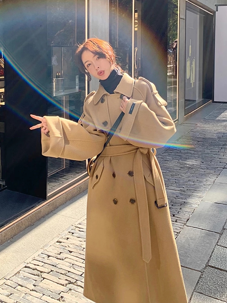 2021 New Female Winter Coat Blendle Long-thickened Woolen Jackets Double Breasted Long-waist Xy5079 0J2B, Khaki.
2021 New Female Winter Coat Blendle Long-thickened Woolen Jackets Double Breasted Long-waist Xy5079 0J2B, Khaki.