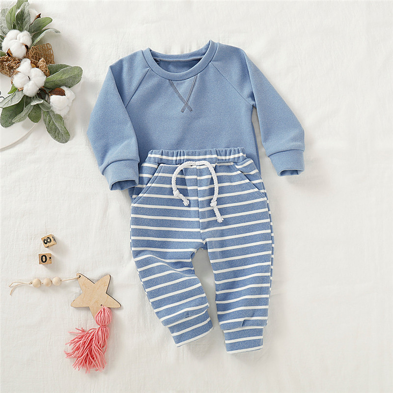 Girls clothes Newborn Baby Boys Girls Sweatshirt Tops Long Striped Pants Pajamas Outfits Sets vetement enfant fille LJ200916