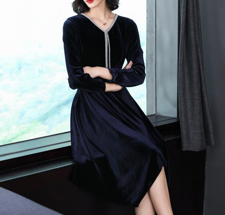 New From Fashion Women Long Autumn Fine Long-dressed Long-sleeved Temperament 9urw, Blue
New From Fashion Women Long Autumn Fine Long-dressed Long-sleeved Temperament 9urw, Blue