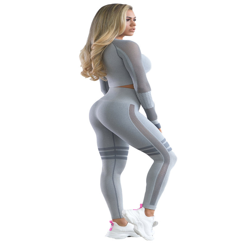 Gym Set Sports Suit Yoga Set Tracksuit Crop Top 2 Piece Set Women Leggings Gym Clothing Front Seamless gymwear Women's Tracksuit T200606
