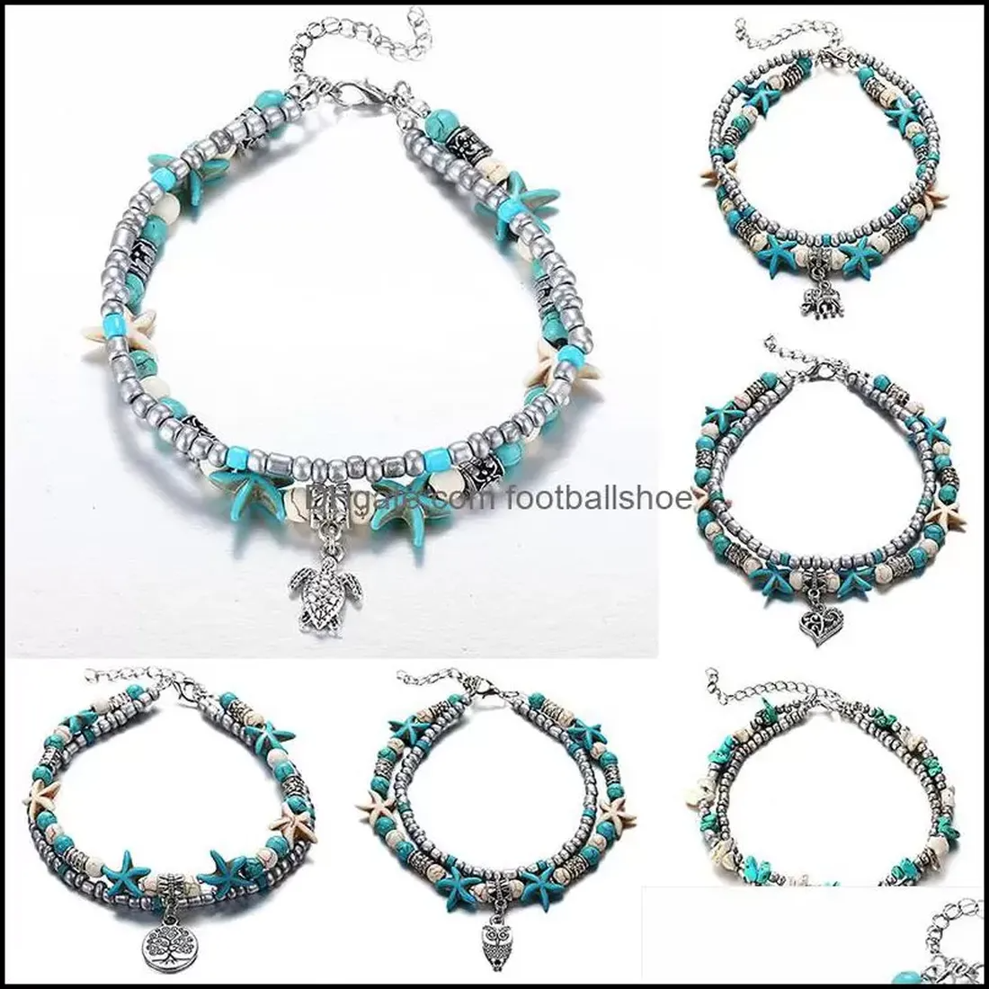Genuine Anklets Jewelry Bohemian Turquoise Bracelets Retro Elephant Turtle Starfish Tree Of Life Owl Heart Women Beach Foot Chain For Ladies Drop De, Red;blue
Genuine Anklets Jewelry Bohemian Turquoise Bracelets Retro Elephant Turtle Starfish Tree Of Life Owl Heart Women Beach Foot Chain For Ladies Drop De, Red;blue
