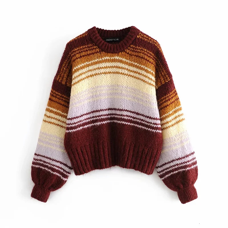 2021 New Striped Knitted Sweater Women Puff Long Sleeve Knit Top Winter Cropped Woman Sweaters Ladies Loose Casual Pullover D4au
2021 New Striped Knitted Sweater Women Puff Long Sleeve Knit Top Winter Cropped Woman Sweaters Ladies Loose Casual Pullover D4au