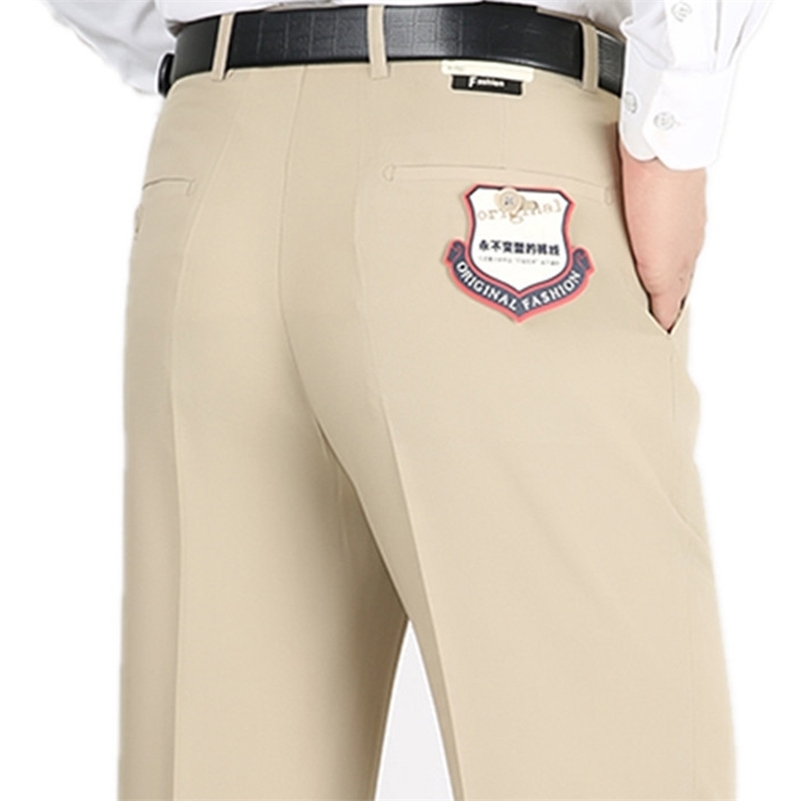 Summer Thin Mens Suits Trousers Business Casual Suit Middle-aged Youth Anti-wrinkle Silky Straight Loose Dress Pants Men Y201026