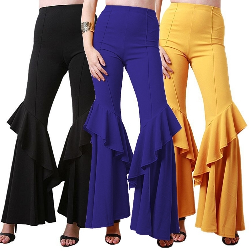 Autumn Winter Pants Women Stretch Slim Bell Bottom Trousers Plus Size Joggers Women Flare Pants Black Baggy Female Pants 201109