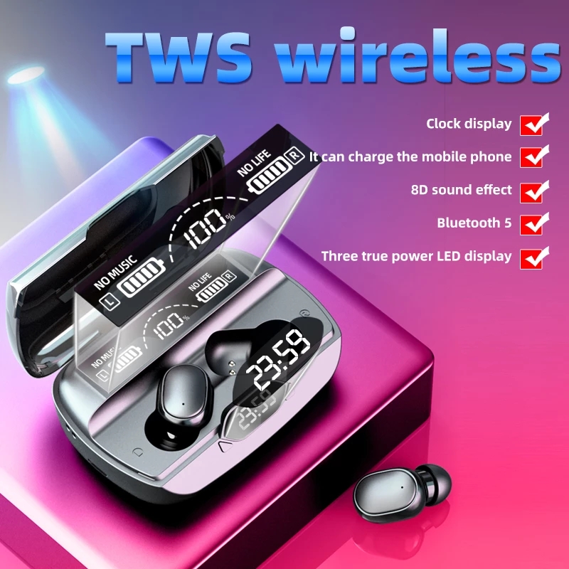 2021 New G6 TWS 5.1 Bluetooth Headphones Sports Wireless LED Display Ear Hook Running Earphones IPX7 Waterproof Earbuds with Charger Case, Black
2021 New G6 TWS 5.1 Bluetooth Headphones Sports Wireless LED Display Ear Hook Running Earphones IPX7 Waterproof Earbuds with Charger Case, Black