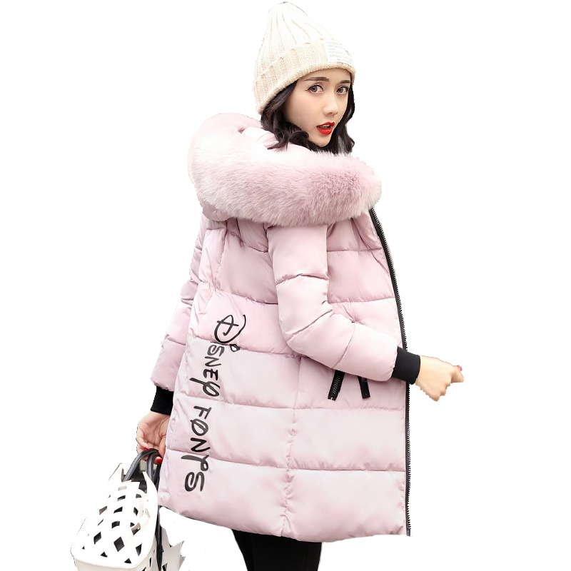 Womens Winter Jacket With Fur Collar Long Parka Outwear Warm Hooded Coat For B4