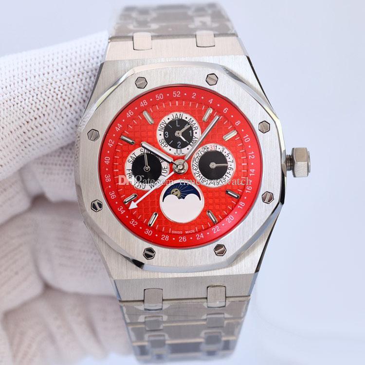 41mm Oak Moon Phase Red Dial Black Subdial Automatic Mens Watch Stainless Steel Bracelet Multifunction Gents Watches 5 Color Timezonewatch E198 (5), Slivery;brown
41mm Oak Moon Phase Red Dial Black Subdial Automatic Mens Watch Stainless Steel Bracelet Multifunction Gents Watches 5 Color Timezonewatch E198 (5), Slivery;brown