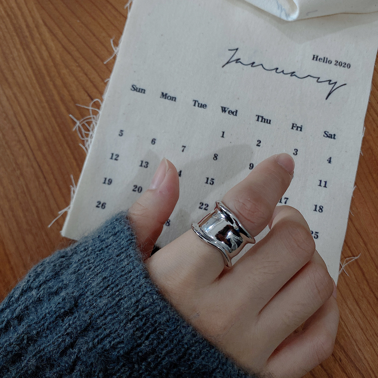 New minimalism 925 sterling silver handmade jewelry irregualar smooth designer adjustable rings open rings Rhodium plating gift for women