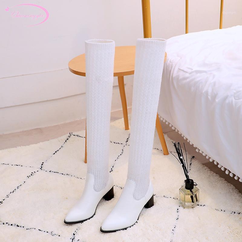 Riding boots woman sexy pointed toe knitting over-knee-high boots fashion stretch black white thick high-heeled women's shoes1, Black round toe
Riding boots woman sexy pointed toe knitting over-knee-high boots fashion stretch black white thick high-heeled women's shoes1, Black round toe