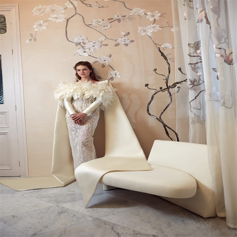 New Arrival Mermaid Wedding Dresses With Wrap Modern Design Long Sleeves Bridal Gowns 3D Floral Appliqued Lace Wedding Dress Sweep Train