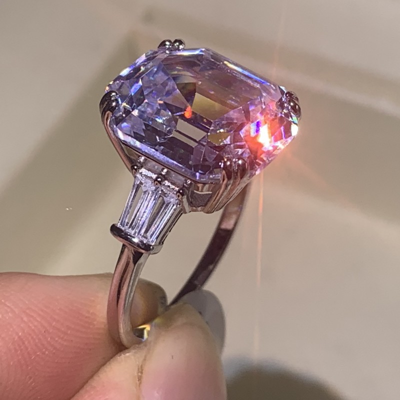 Sterling Sier White Topaz Engagement Ring - Asscher Cut Dia Wedding Band for Women Free shipping