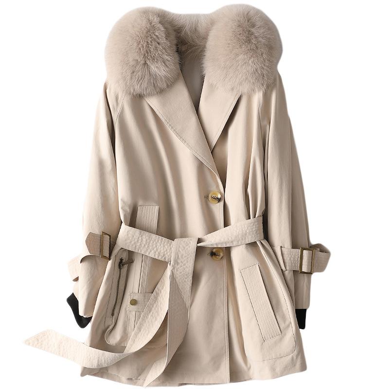 New Luxury Real Fur Coat Women Fur Collar Parka Coats Female Winter Warm Thick Liner Detachable Jackets Outwear, Beige 
New Luxury Real Fur Coat Women Fur Collar Parka Coats Female Winter Warm Thick Liner Detachable Jackets Outwear, Beige