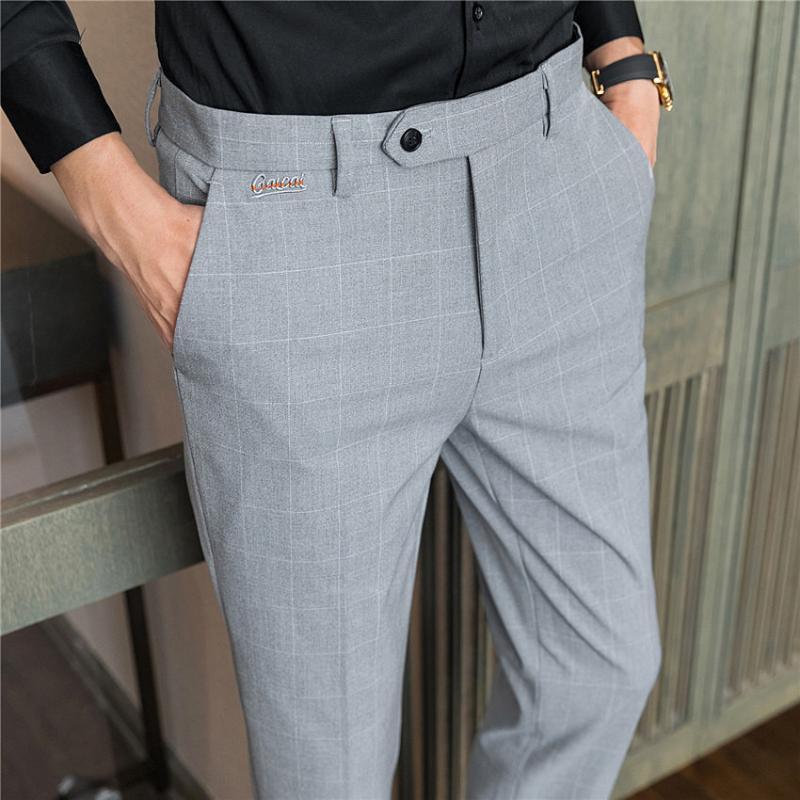 Pure Color Men Plaid Suit Pant Gray Black Fashion Slim Trousers Spring and Autumn New Male clothing 28-36, Light grey 
Pure Color Men Plaid Suit Pant Gray Black Fashion Slim Trousers Spring and Autumn New Male clothing 28-36, Light grey
