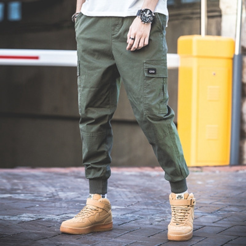spring and autumn Korean men's pants cotton trend solid color men's casual pants men's stretch Cargo Pants large size men 201128