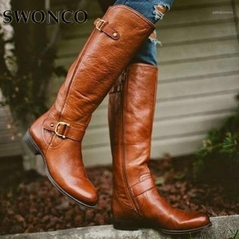 SWONCO Women Boots Autumn Knee High Boots Retro Leather Brown Windproof Buckle 2020 New Ladies Plus Size 43 42 Riding Shoes Snow1
SWONCO Women Boots Autumn Knee High Boots Retro Leather Brown Windproof Buckle 2020 New Ladies Plus Size 43 42 Riding Shoes Snow1