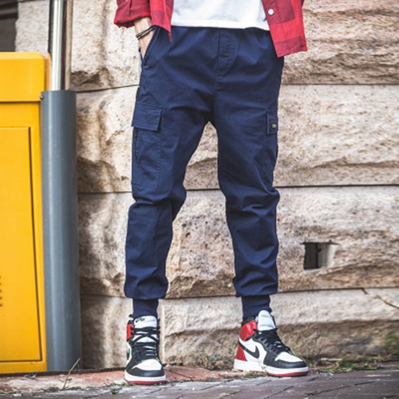 spring and autumn Korean men's pants cotton trend solid color men's casual pants men's stretch Cargo Pants large size men 201128