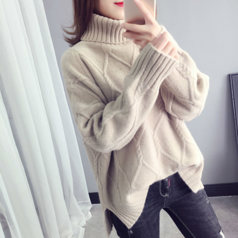 Winter Womens Turtleneck Warm Sweater Female Long Sleeve Thick Knitted Sweaters Casual Loose Wool Pullovers Outwear 201223
