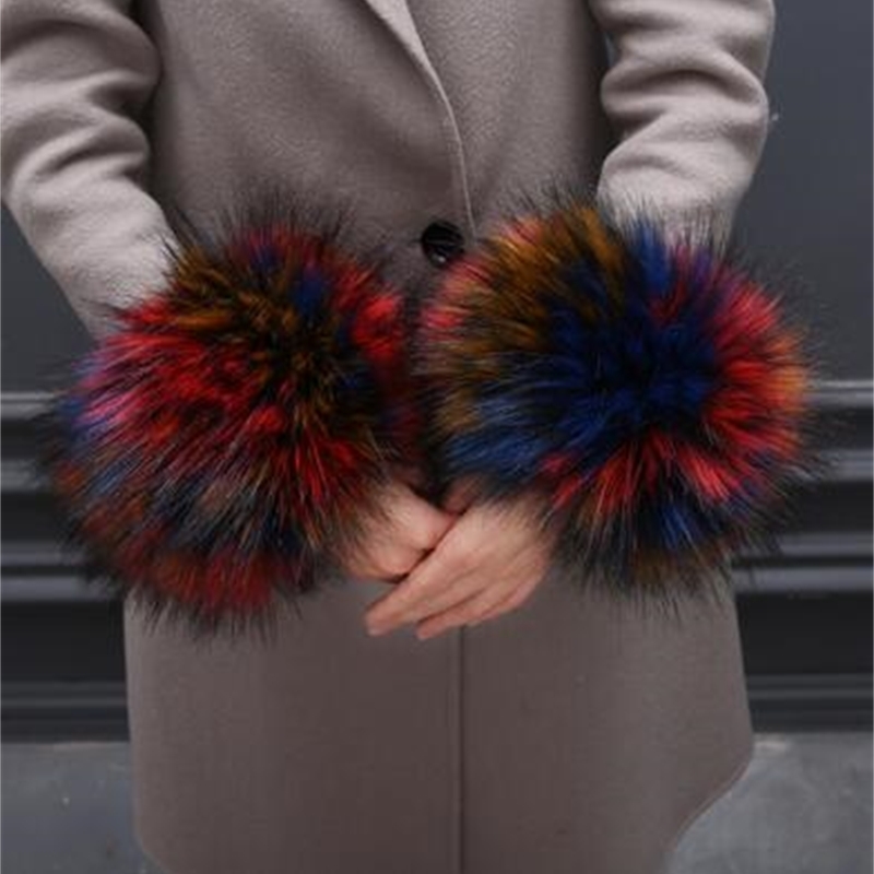 Autumn and winter women039s Large cuff oversleeps hand ring fur wrist support faux oversleeps hand ring fur arm warmer 201021