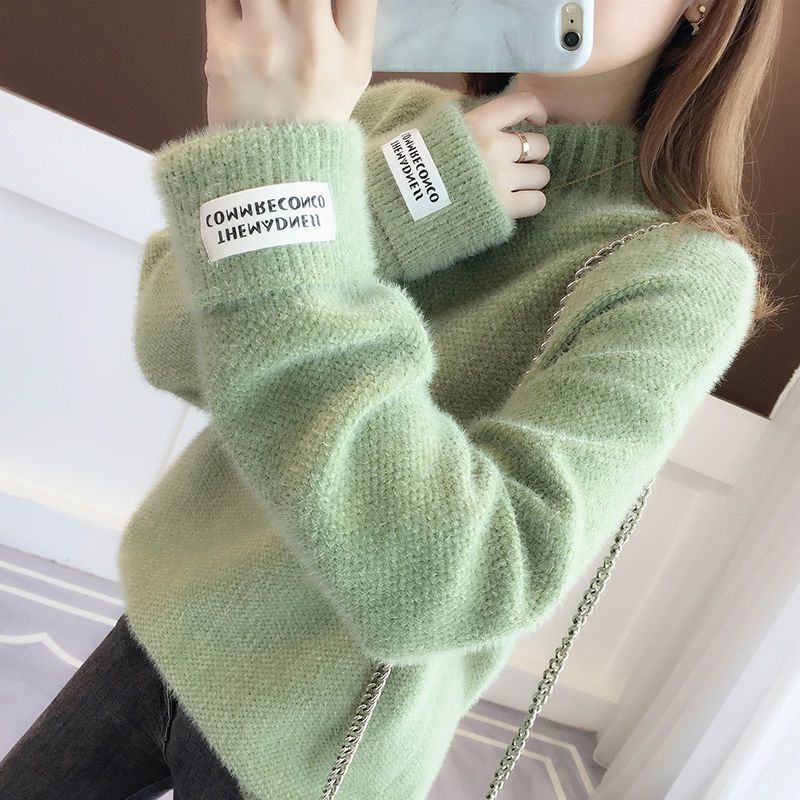 Winter White Sweater Women Casual Loose Thick Sweaters Lady Turtleneck Solid Color Simple Knit Pullover Top 201222