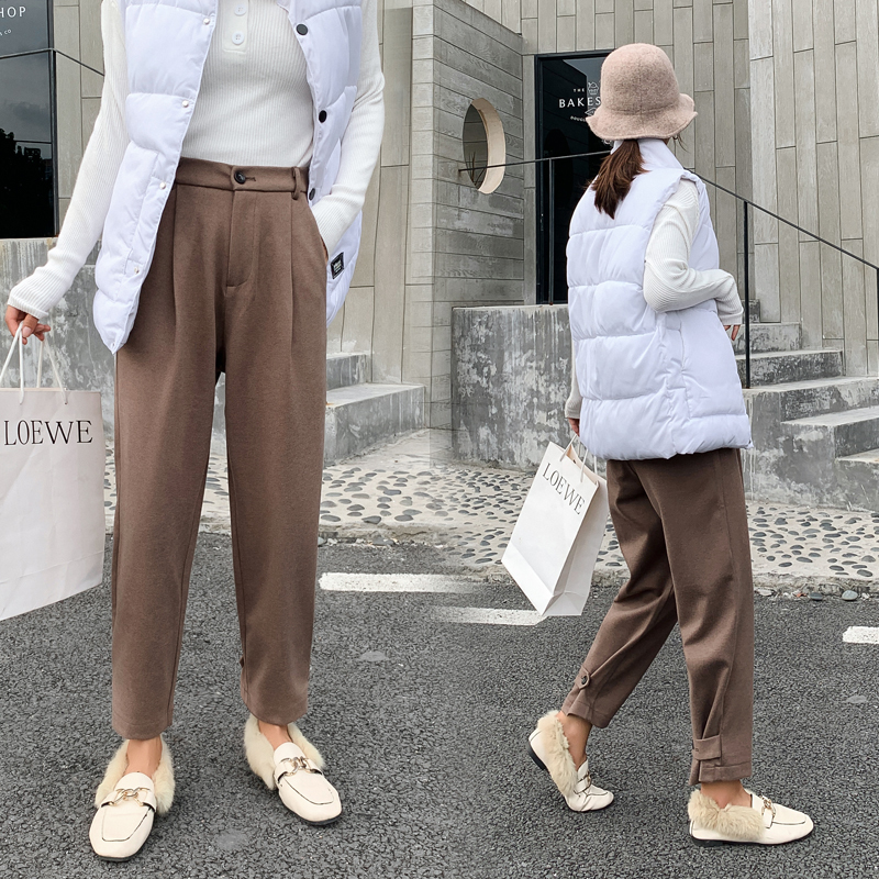 Autumn and Winter Loose Pants High Waist Broad Legs Straight Ankle-length Plus Size Pants Harem Pants Trousers 6997 50 201228